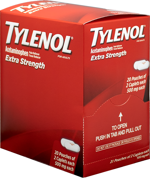 Tylenol Extra Strength 2ct Pouch - Display Of 20 (MSRP $0.99 Each)