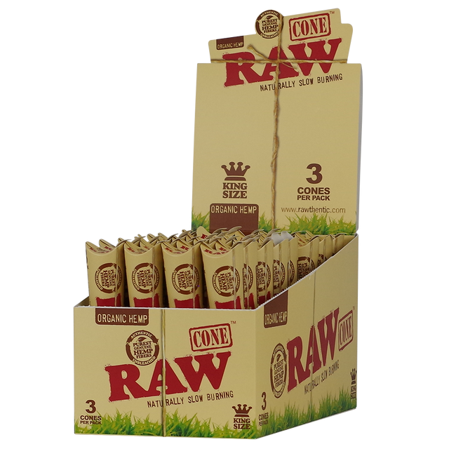 RAW Organic Hemp Cones King Size - Display of 32