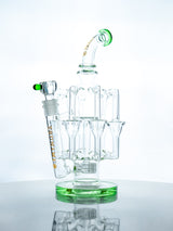 Tsunami 13in Glass Water Pipe Concentrate Rig Shower Head Eight Recycler Green (MSRP $169.99)