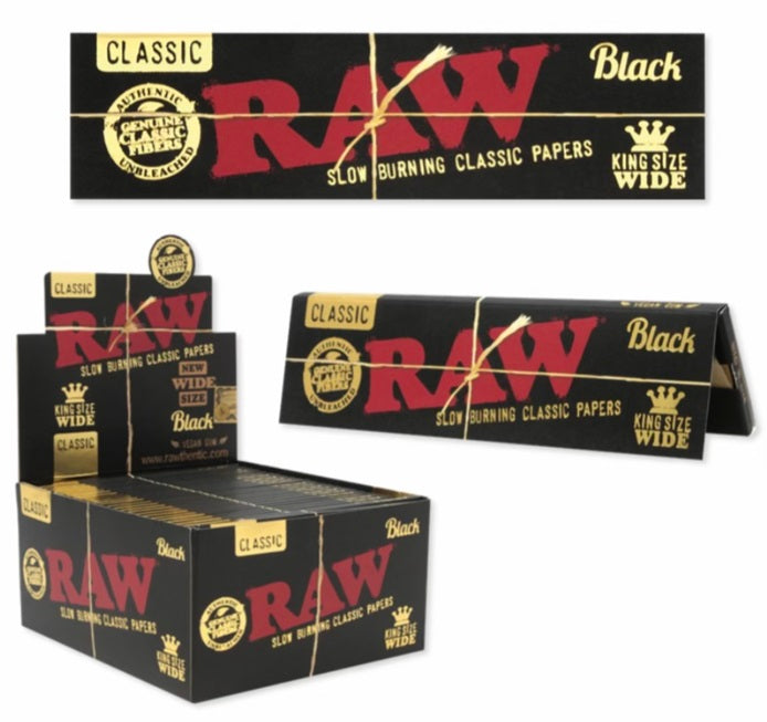 Raw Classic Black Rolling Paper King Size Wide - Display of 50