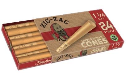 Zig Zag Unbleached Cones 1 1/4 Size 24 Pack - Display of 12