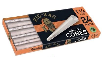 Zig Zag Ultra Thin Cones 1 1/4 Size 24 Pack - Display of 12