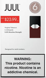 JUUL Prefilled Replacement Pods Pre-Priced 6pk - Display of 4 (MSRP $23.99 Each)