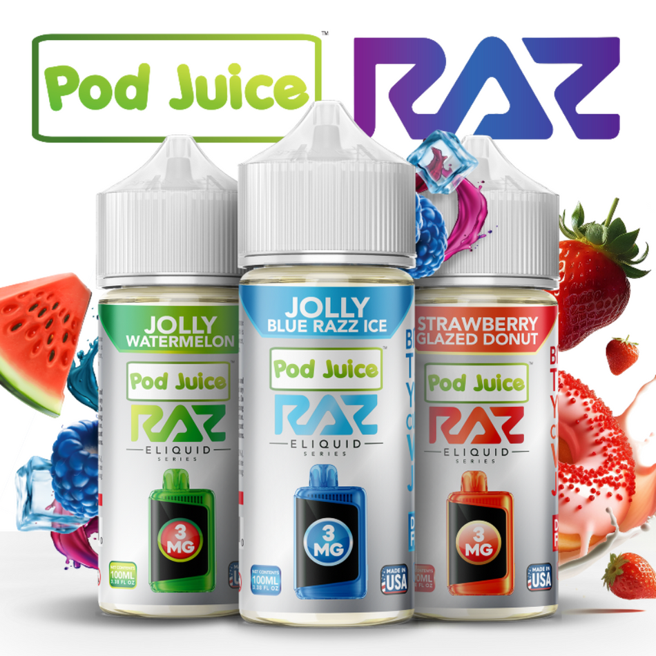 Pod Juice x RAZ Series E-Liquid 100mL (MSRP $24.99)