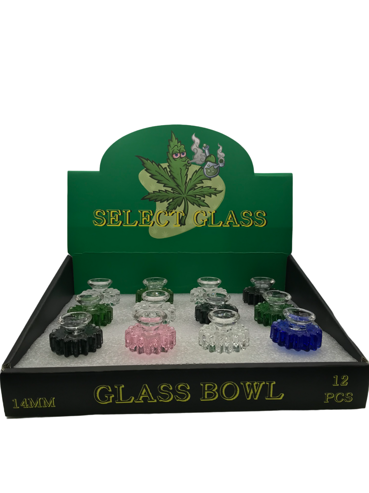 14mm Select Glass Bowl Gear Shape 12 Count Display ($6.99 MSRP)