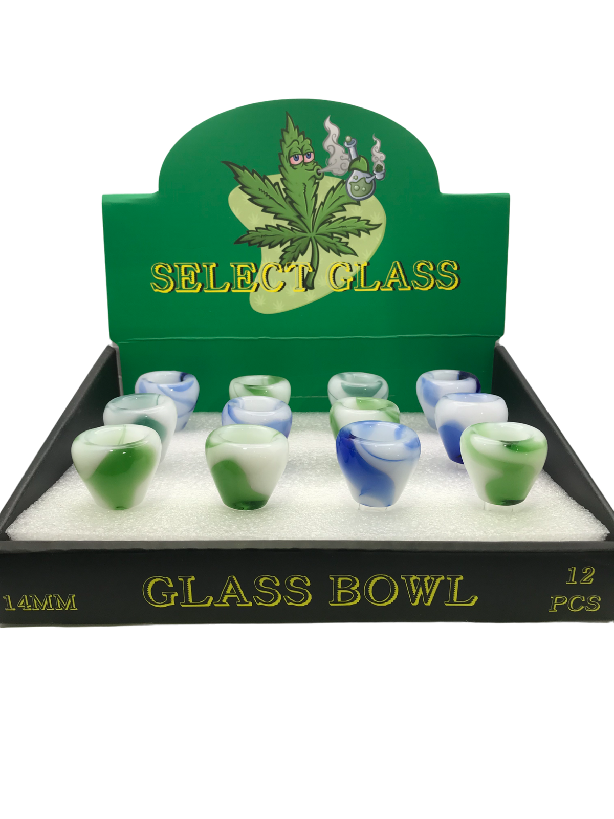 14mm Select Glass Bowl Color Mix 12 Count Display ($6.99 MSRP)