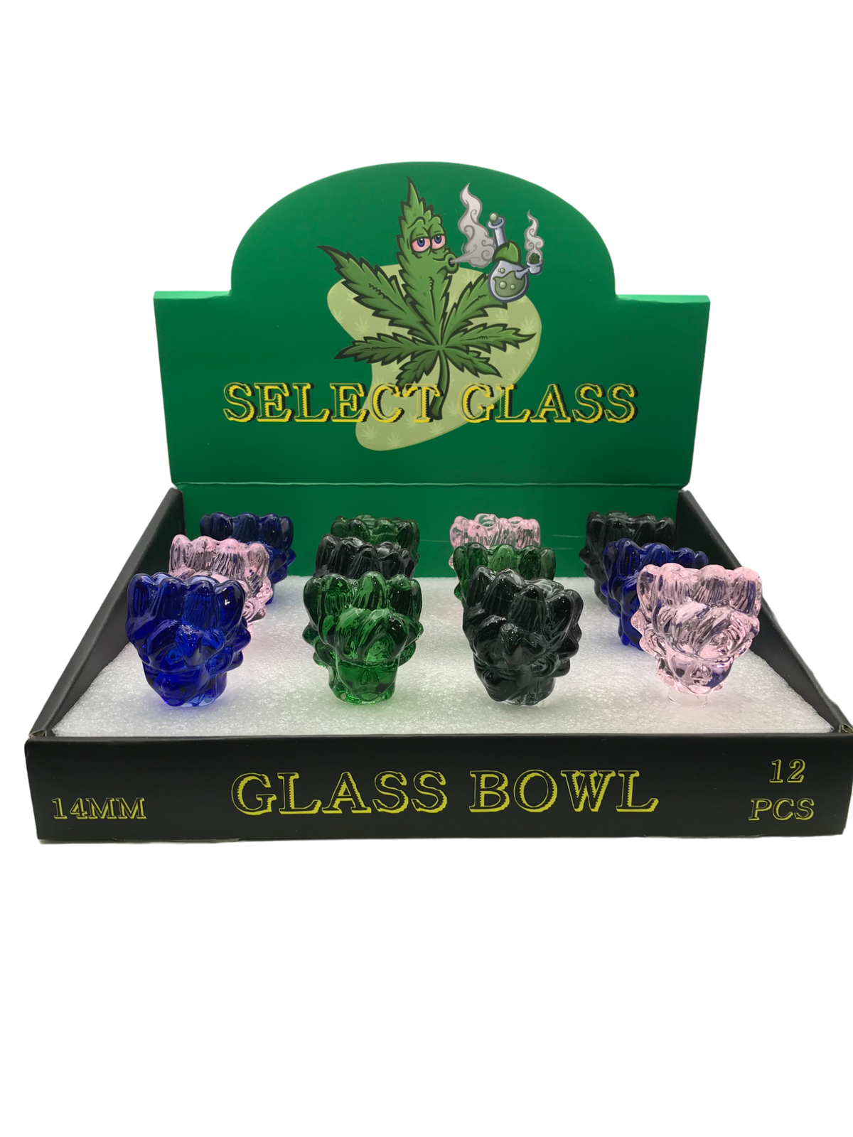 14mm Select Glass Bowl Flaming Head 12 Count Display ($7.99 MSRP)