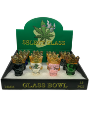 14mm Select Glass Bowl Large Crowned Skull 12 Count Display ($7.99 MSRP)