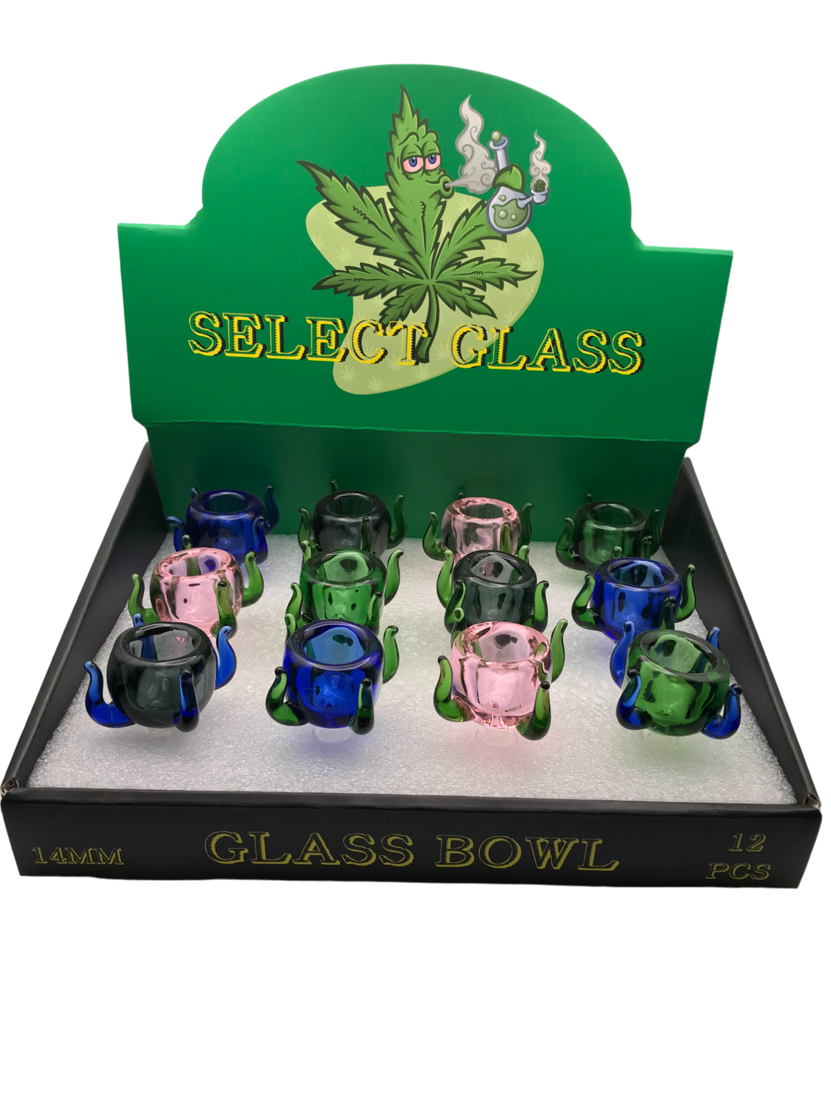 14mm Select Glass Bowl Leaf 12 Count Display ($6.99 MSRP)