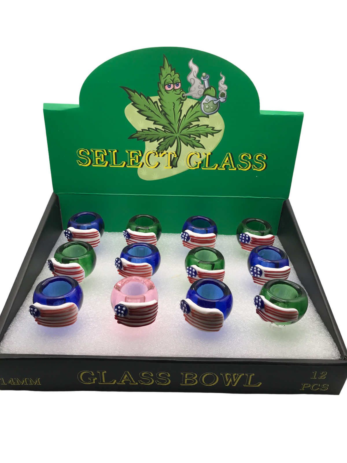 14mm Select Glass Bowl USA 12 Count Display ($6.99 MSRP)