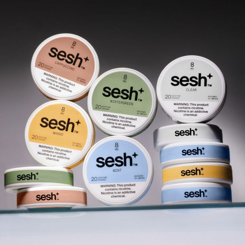 Sesh+ Nicotine Pouches - Display of 5