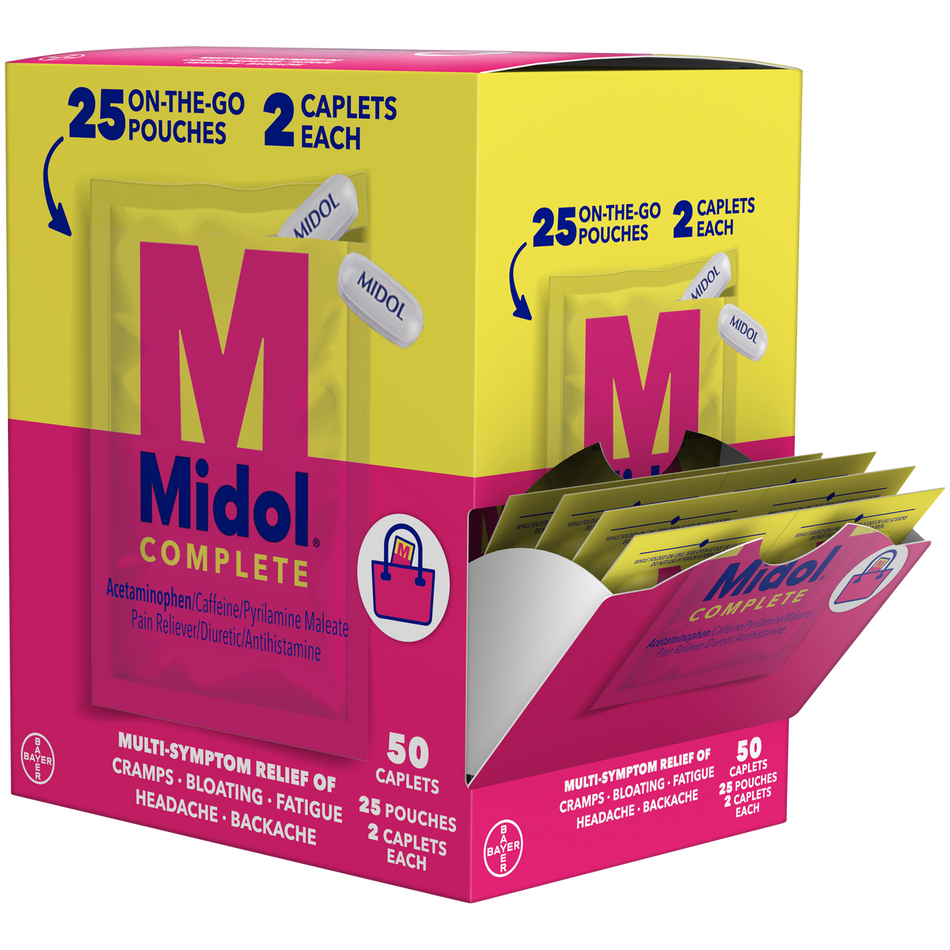 Midol Complete 2 Pills Per Pouch 50 Pouch Display