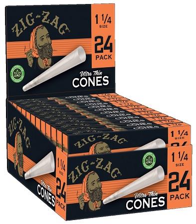 Zig Zag Ultra Thin Cones 1 1/4 Size 24 Pack - Display of 12