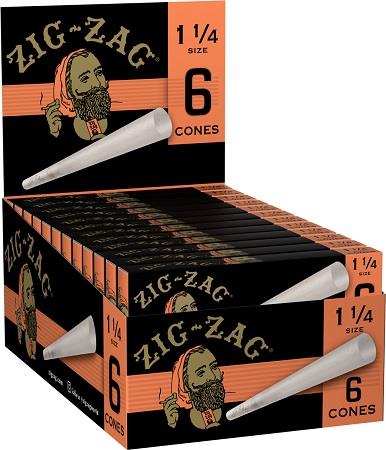 Zig Zag Ultra Thin Cones 1 1/4 Size 6 Pack - Display of 24