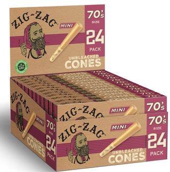 Zig Zag Unbleached Cones 70's - 24 Pack / Display of 12