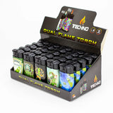 Techno Dual Flame Torch Assorted Designs - Display of 25 (MSRP $4.99 Each)