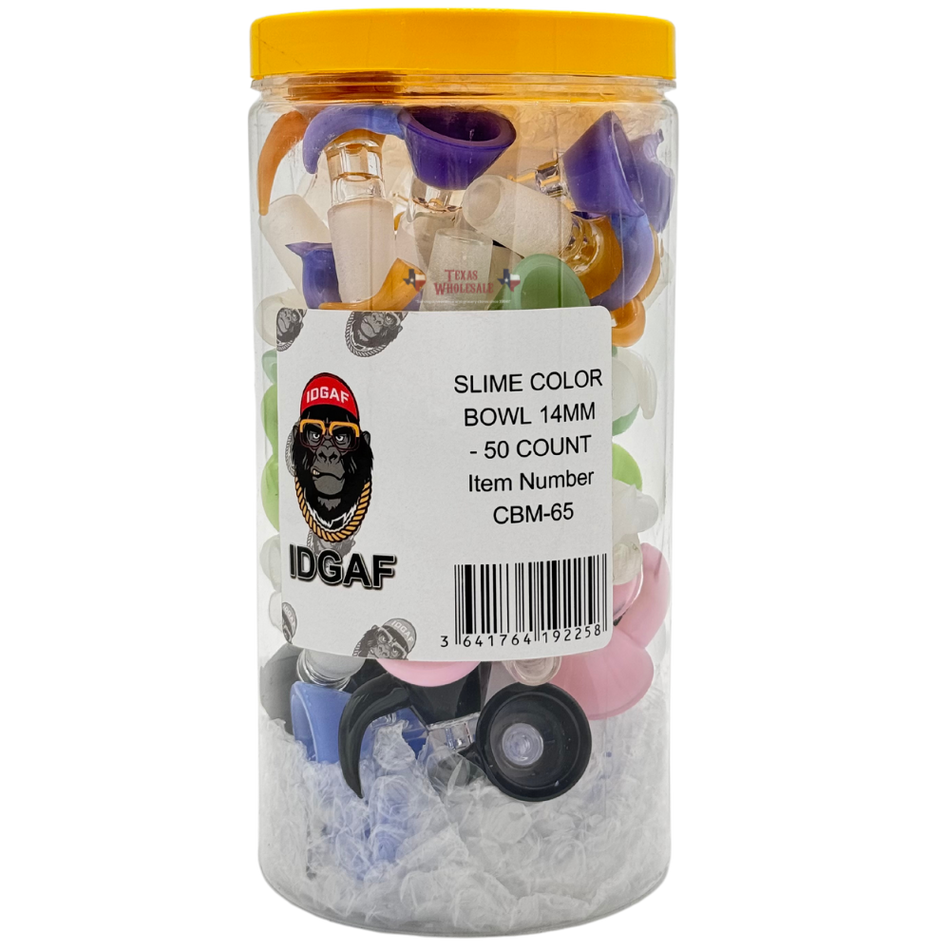 IDGAF 14mm Glass Bowl - 50 Piece Jar (MSRP $3.99 Each)