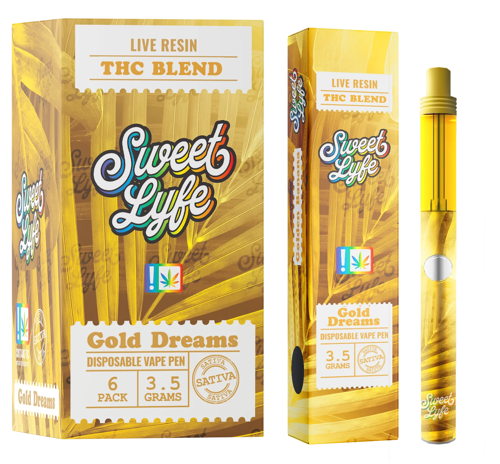 Sweet Lyfe 3.5g Live Resin THC Blend Disposable - Display of 6 (MSRP $49.99 Each)