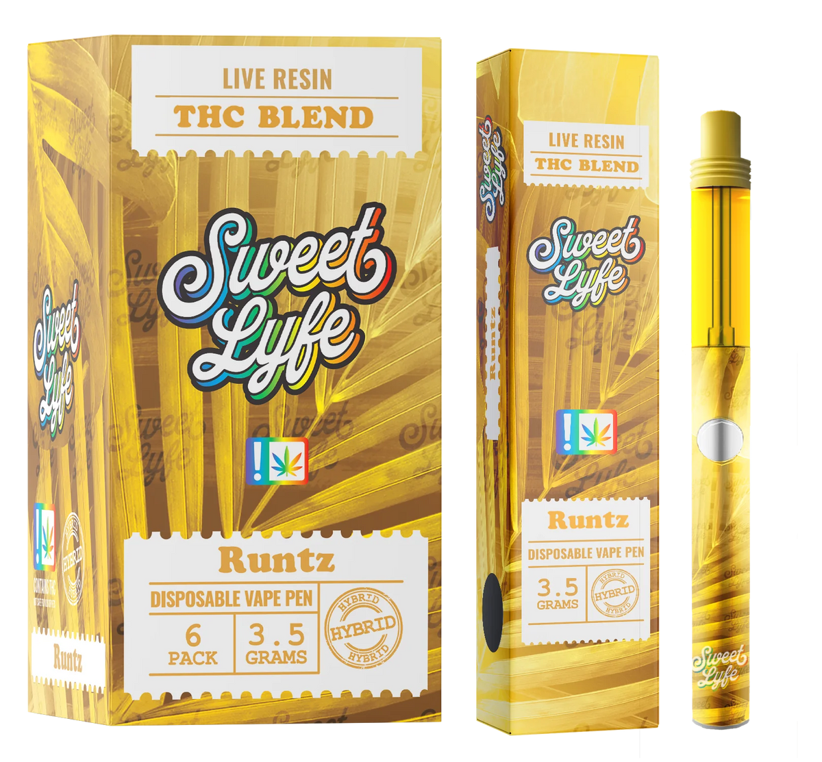 Sweet Lyfe 3.5g Live Resin THC Blend Disposable - Display of 6 (MSRP $49.99 Each)