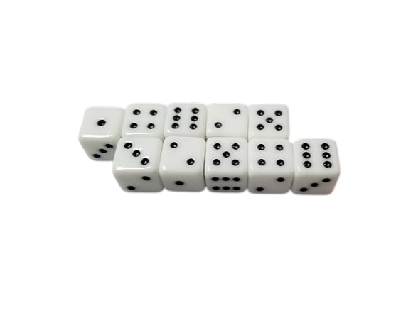 Small White Dice 10mm Board 24ct Display