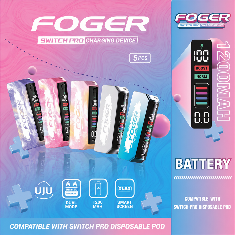 Foger Switch Pro 1200mAh Battery Device - Display of 5