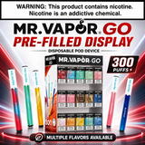 Mr. Vapor Go 300 Puffs Disposable Vape Pre-Filled Display - Pack of 3 / Display of 120