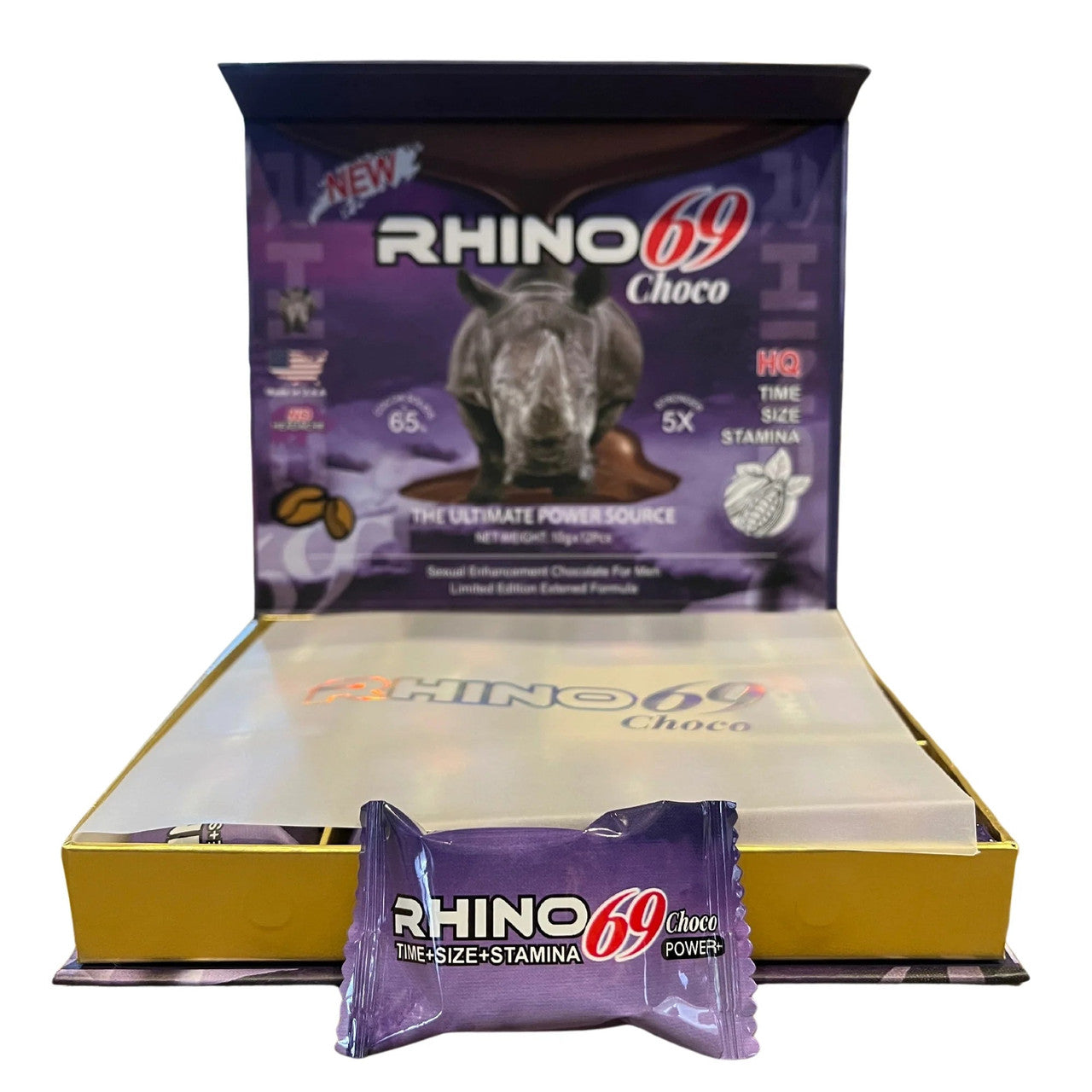 Rhino Choco 5x Stronger Male Enhancement - Display of 12pcs