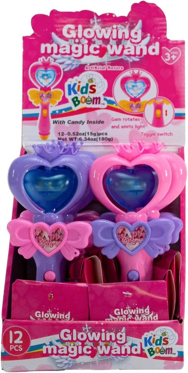 Kids Boom Glowing Magic Wand Candy - Display of 12 (MSRP $5.99 Each)