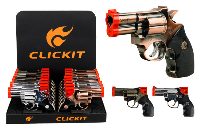 Clickit Ruger Pistol Lighter With Laser - Display Of 16 (MSRP $9.99 Each)