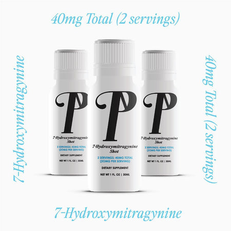 Press'D 7-Hydroxy 40mg Kratom Shot bottle with sleek and vibrant design, highlighting premium packaging.