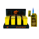 Clickit Gold Bar Torch Lighter - Display of 20 (MSRP $9.99 Each)