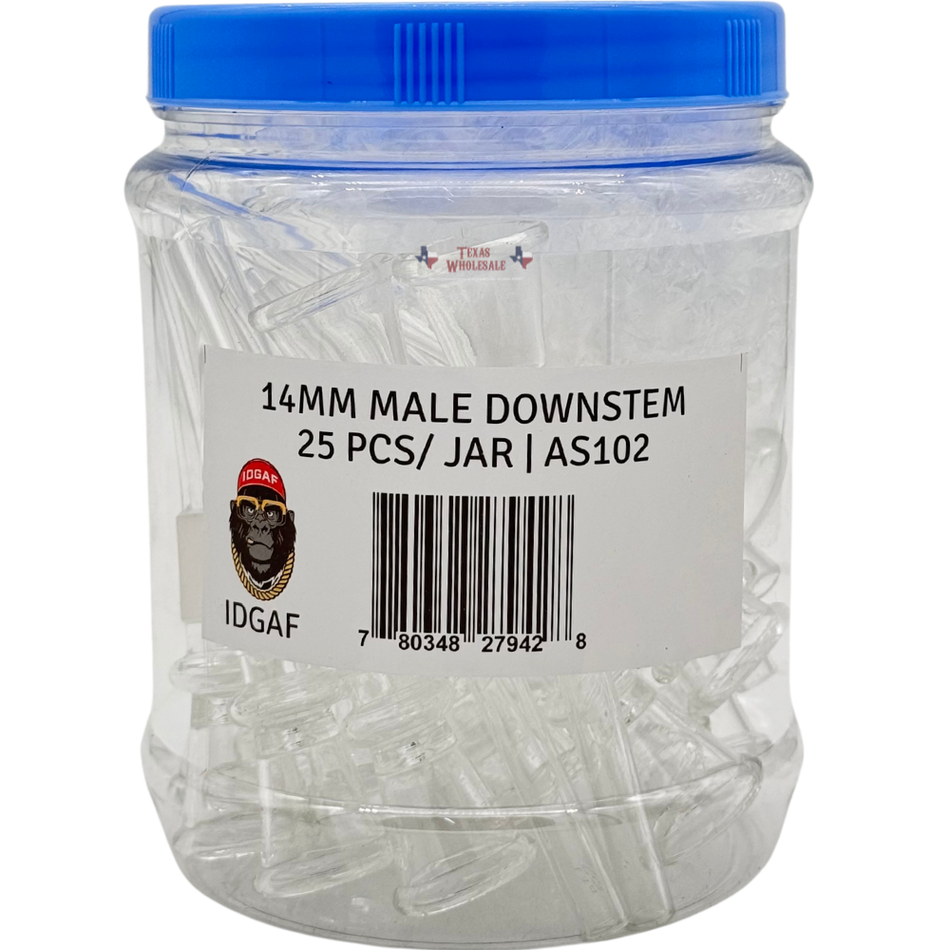 IDGAF 8 Inch 14mm Male Perculator Downstem - Jar of 25 (MSRP $2.99 Each)
