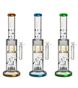 Tsunami 20in Glass Water Pipe Barrel Shower Head Drum Heart Honey Perc Green (MSRP $299.99)