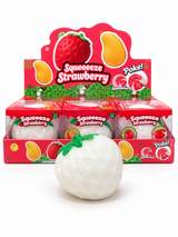Squeeeze White Strawberry Squishy Toy - Display of 6