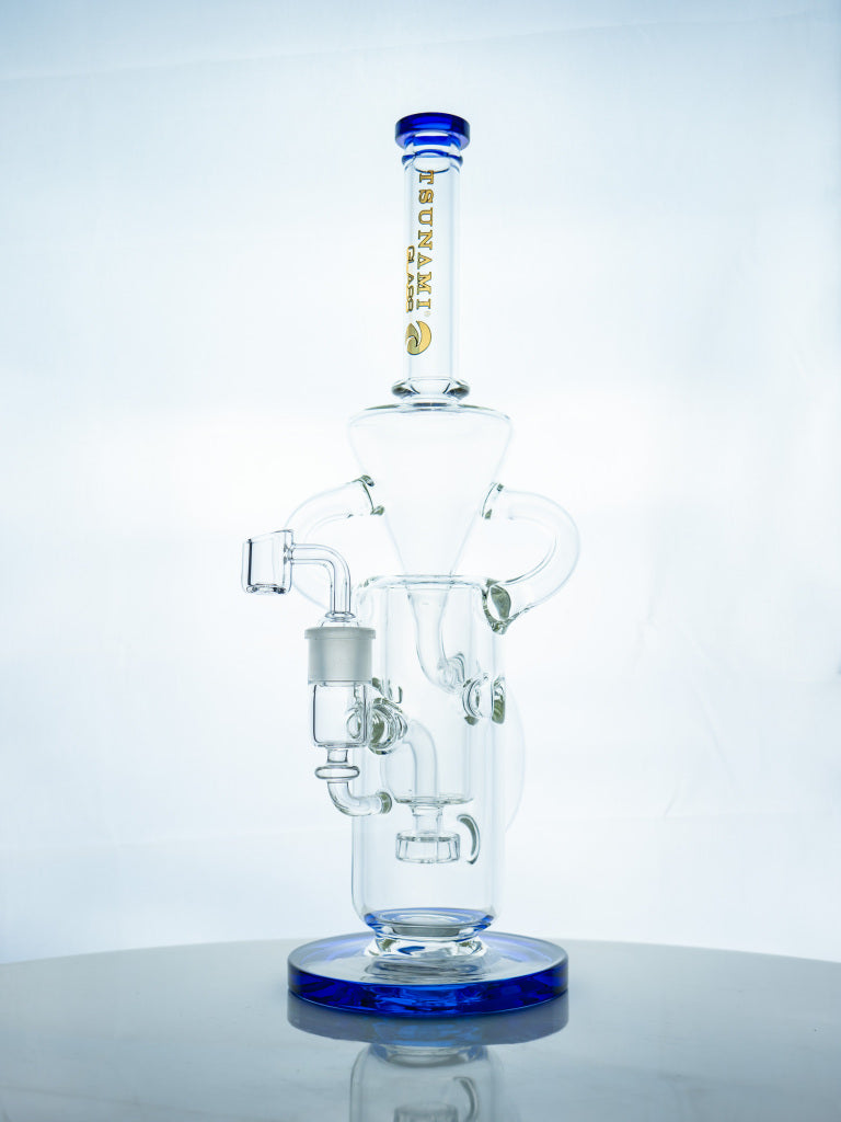 Tsunami 13in Glass Water Pipe Concentrate Rig Shower Head Swiss Recycler (MSRP $149.99)