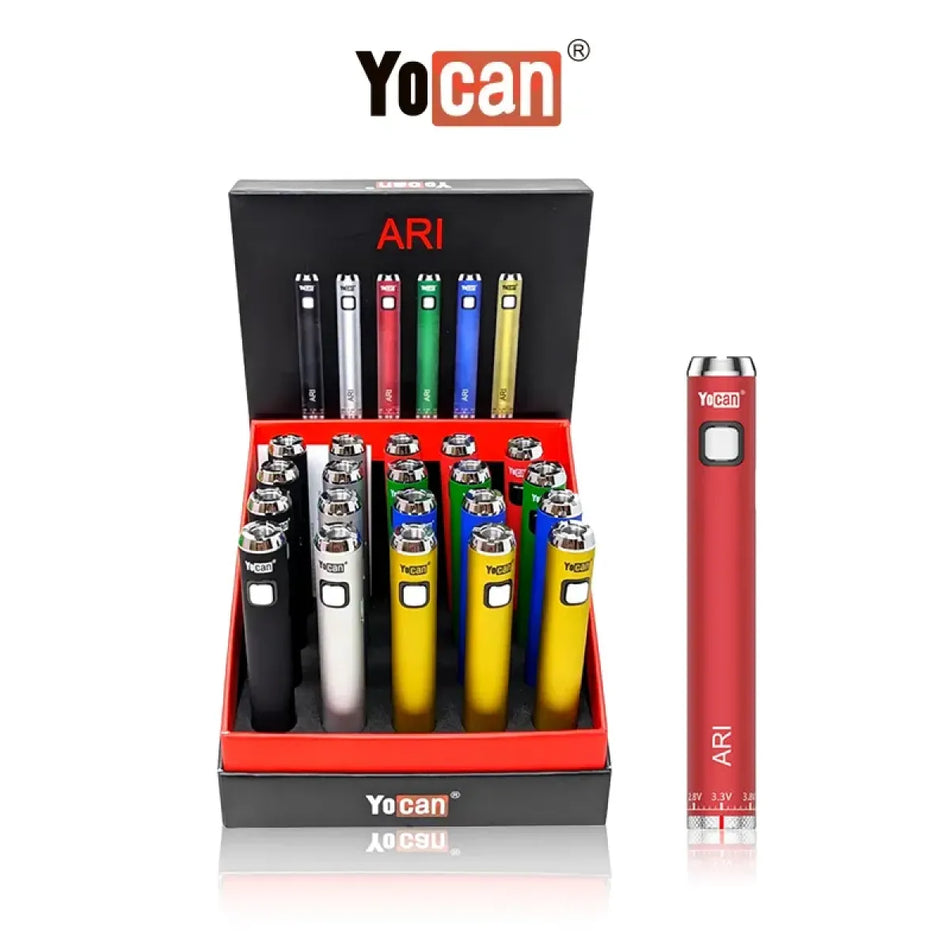 Yocan Ari 2.0 510 Cartridge Battery Mixed Colors - Display of 20