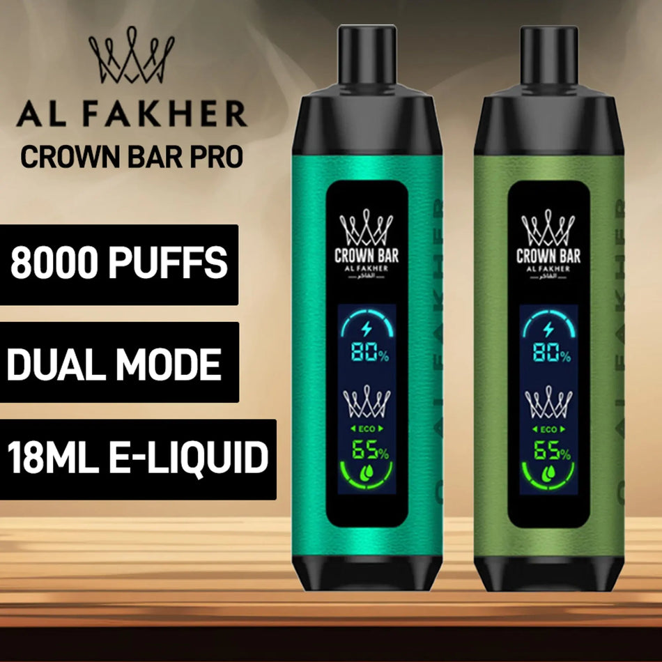 Al Fakher Crown Bar 8000 Pro 8K Puffs 18mL DTL Disposable - Display of 5 (MSRP $24.99 Each)