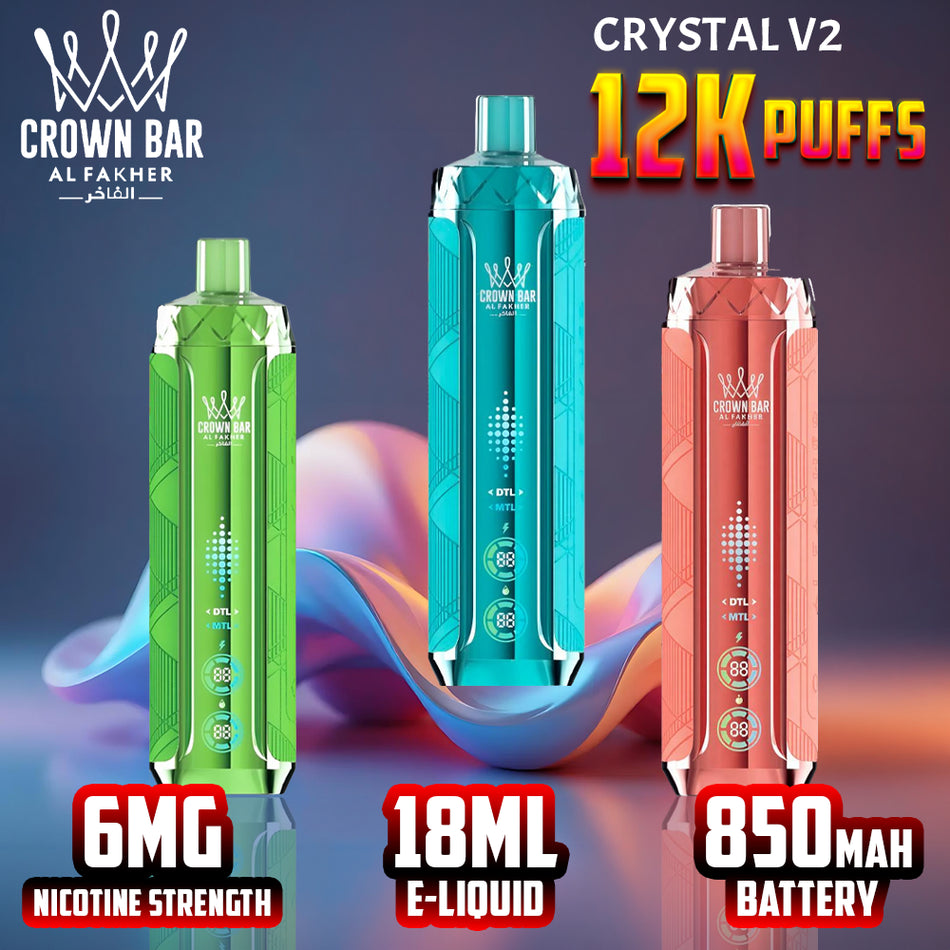 Al Fakher Crown Bar Crystal V2 12000 Puffs DTL Disposable Vape - Display of 5 (MSRP $24.99 Each) (Copy)