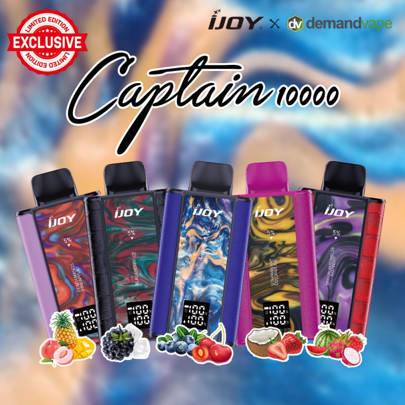 iJoy Bar Captain 10K Puffs Disposable Vape - Display of 5 (MSRP $19.99 Each)