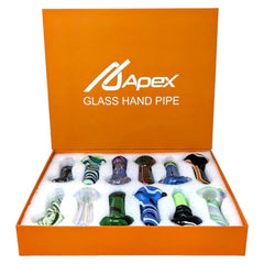 Apex 4 Inch Premium Glass Hand Pipe 1 12ct Display