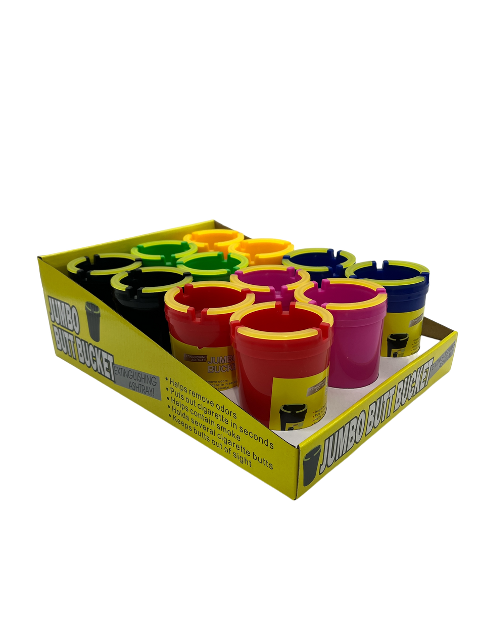 Assorted Glow In The Dark Bucket Ashtray 12CT Display (MSRP $7.99ea)