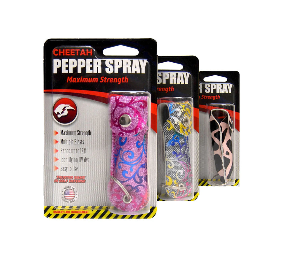 Cheetah Pepper Spray With Leather Holster