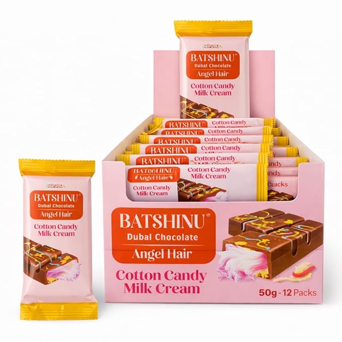 Beirutiu Batshinu Dubai Chocolate Cotton Candy Milk Cream 50g - Display of 12 (MSRP $4.99 Each)