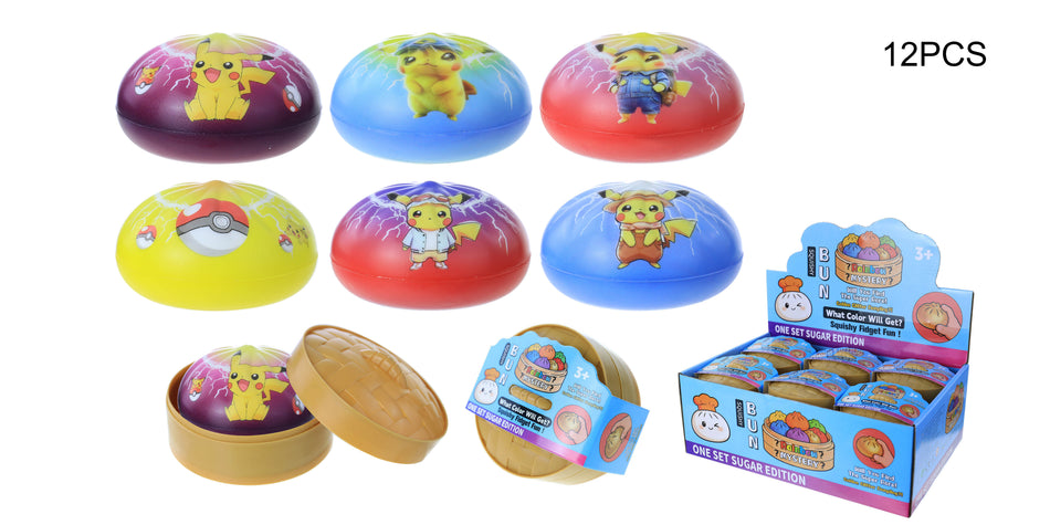 Rainbow Mystery Pikachu Dumpling Squishy - Display of 12