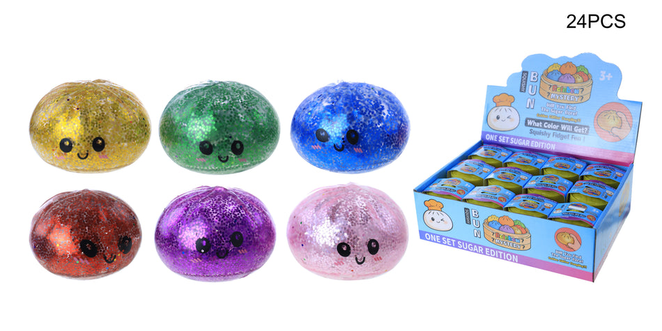 Rainbow Mystery Mini Glitter Dumpling Squishy - Display of 24