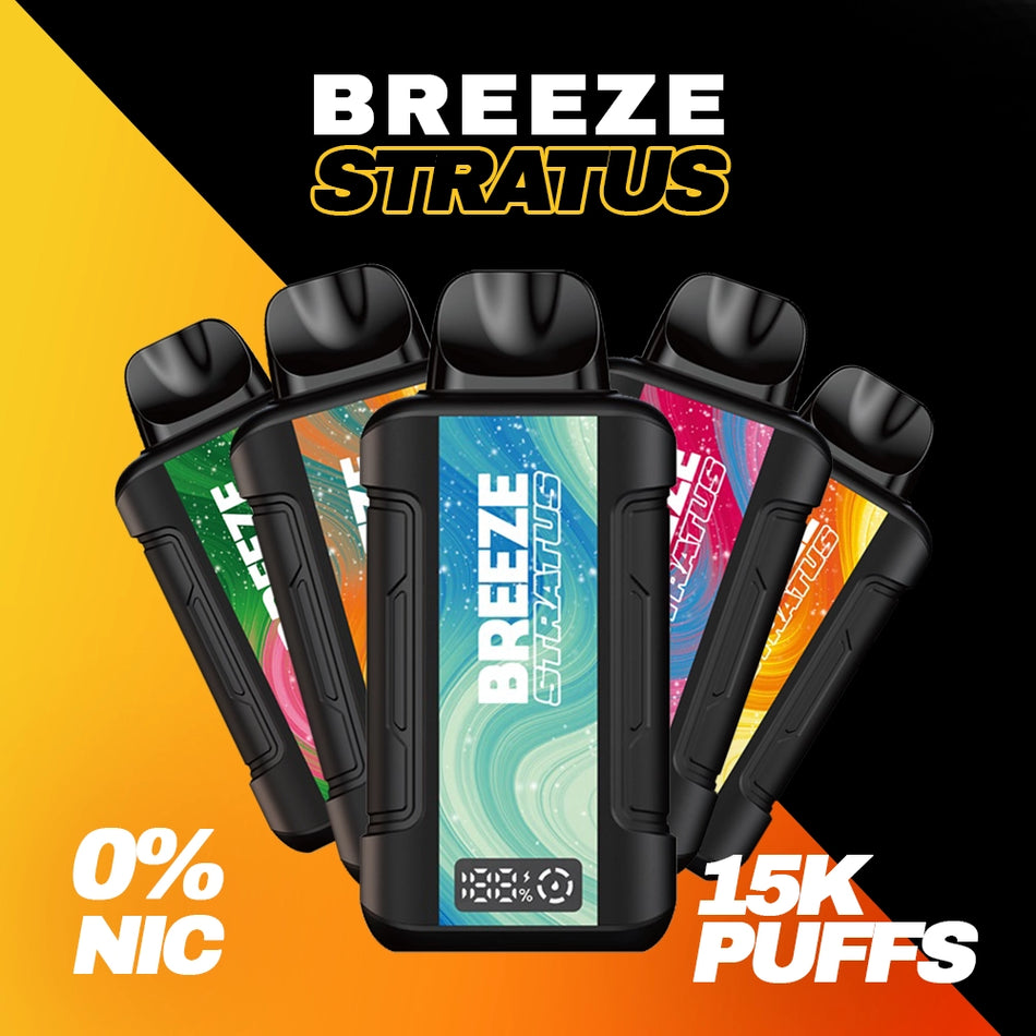 Breeze Stratus 15K Puffs 20mL 0% Disposable Vape - Display of 5 (MSRP $29.95 Each)