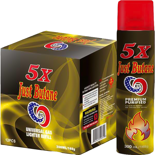 Just Butane 5x Universal Gas Lighter Refill 300mL - Display of 12 (MSRP $5.99 Each)