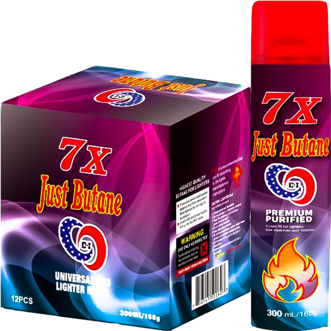 Just Butane 7x Universal Gas Lighter Refill 300mL - Display of 12 (MSRP $5.99 Each)