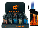 Clickit Transparent Triple Torch - Display of 25 (MSRP $10.99 Each)