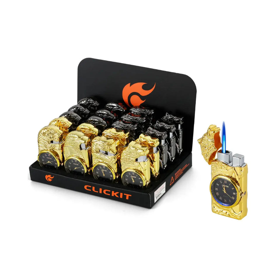 Clickit Crocodile Torch Flame w/ Clock - Display of 20 (MSRP $19.99 Each)